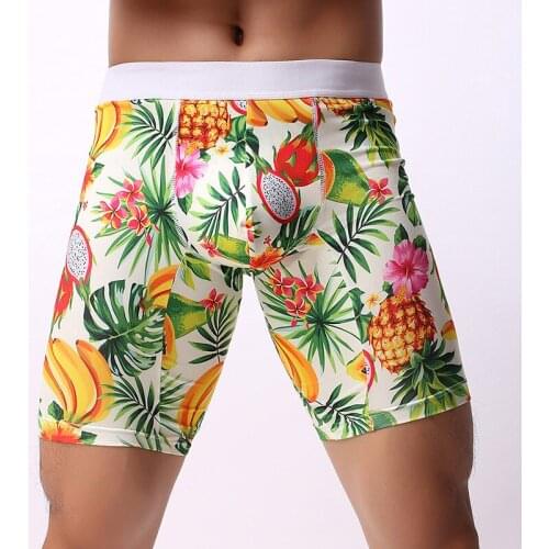 Wholesale mens long boxer shorts printed pants fashion loose pants breathable young mens underwearT