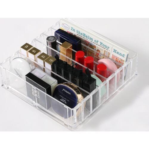 New Makeup Organizador Clear Acrylic Brush Lipstick Holder Makeup Organizer Cosmetic Makeup Tools Storage Box Case Powder Box