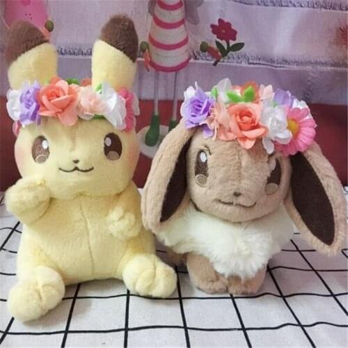 20Pc/Lot Wholesale New Japan anime 18cm Pikachu&Eevee Easter Plush Doll Stuffed Toy Limited Plush Doll Toy
