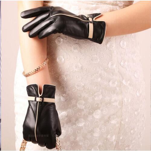 Autumn and winter womens fashion genuine leather sheepskin leather gloves ladys thicken warm thermal gloves winter gloves