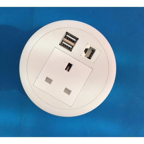 2019 All white UK Power USB Charger Internet Desk Socket Grommet box