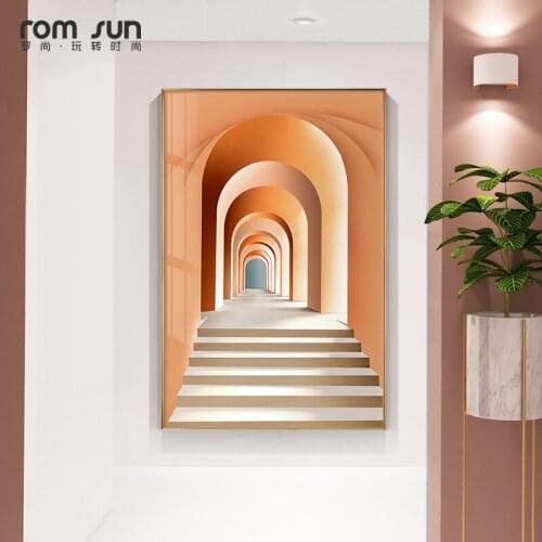 Colorful Geometry Building Poster Print Artistic Corridor Canvas Painting Wall Art Pictures for Living Room Modern Home Decor