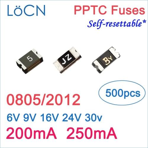 Fuses PPTC 0805 2012 200mA 250mA 0.2A 0.25A 6v 9V 16v 24v 30v SMD self Resettable Made in china high quality LoCN 500pcs