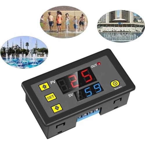 Timer Relay DC 12V 20A Programmable Digital Time Cycle Delay Switch Module 1500W 220V 110V ON-OFF Control 0-999 Second Min Hour