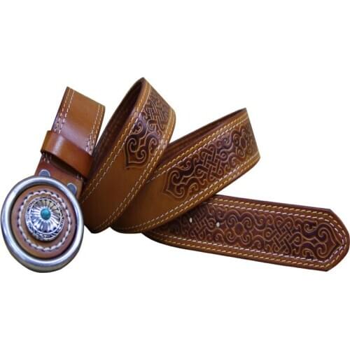 Genuine Real Leather Mens Belt Folk Auspicious Design Waistband Pin Buckle Straps Women Belts High Quality Luxury Brand Design