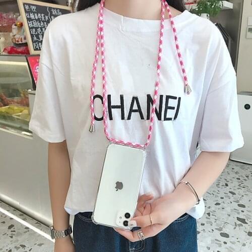 Strap Cord Chain Phone Case for iPhone 11 12 Mini Pro X XR XS Max Funda Necklace Lanyard Cover For iPhone 7 8 6 6s Plus 5 5s SE