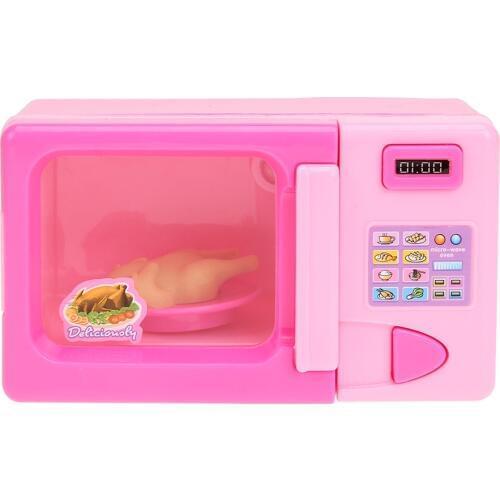 Pink Mini Simulation Microwave Oven Kids Pretend Play Toy Home Appliances Kitchen Toy Educational Girls Playing House Toy