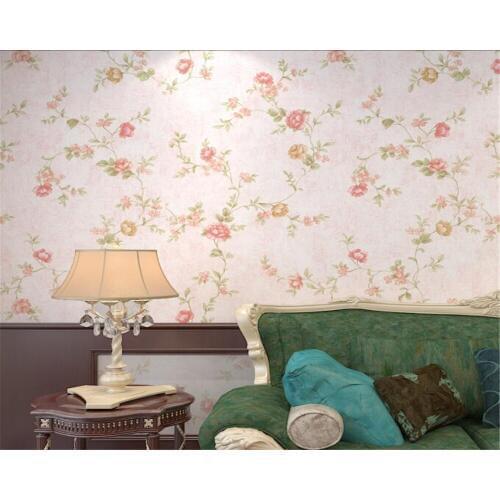Pink Light green modern Wallpaper Retro Floral Living Room Sofa Bedroom Wallpaper papel de parede papier peint Beibehang