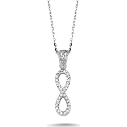 Silver 925 Sterling Zircon Cubic Zirconia Infinity Necklace