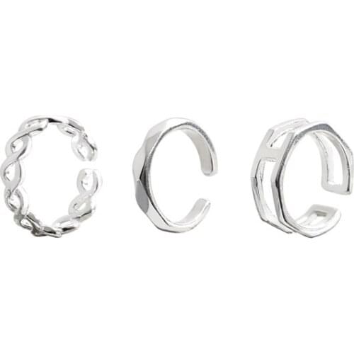 KISSLOVE Geometric Earrings Female Double Twist joint No Pierced Hollow Clip Ear Cuff Clip earrings 3pcs/set