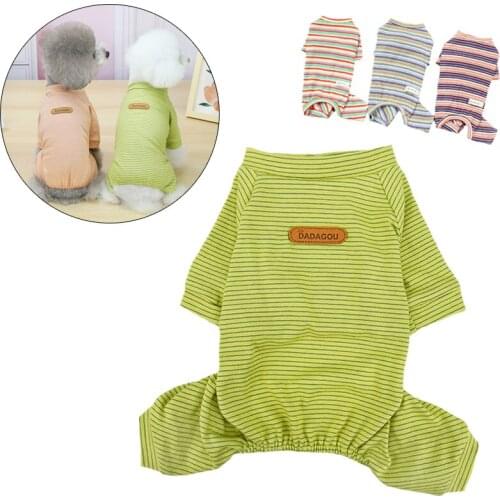 Spring Autumn Cat Dog Pajamas for Small Dogs Clothes Cotton Stripe Pet Jumpsuit Chihuahua Poodle Puppy Overalls Mascotas Costume
