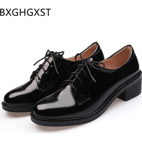 Fashion leather shoes women black vintage shoes ladies high heels oxford shoes for women designer heels zapatos mujer casual