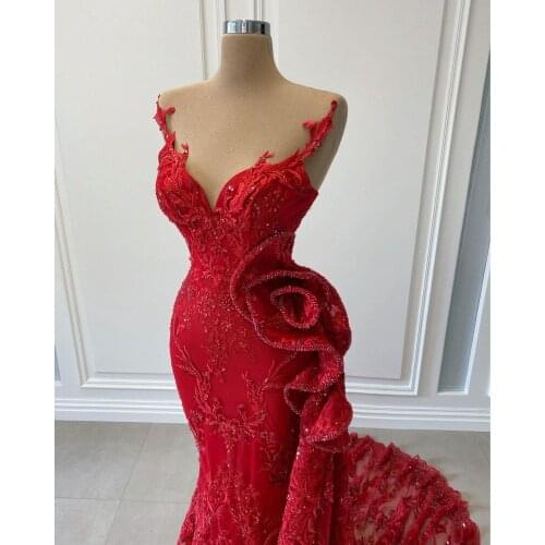 Gorgeous Mermaid Evening Dresses For Women Party Long Lace Applique Beaded Prom Gowns 2021 Sequin vestidos formales