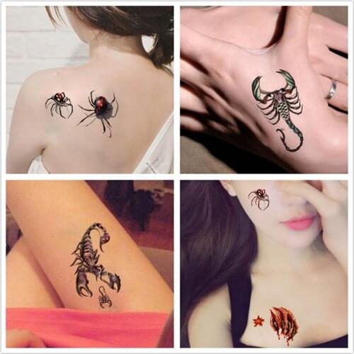 Temporary Tattoo Stickers Waterproof For Halloween Fake Tattoo Terror Spider And Scorpions Art Body Arm For Women and men