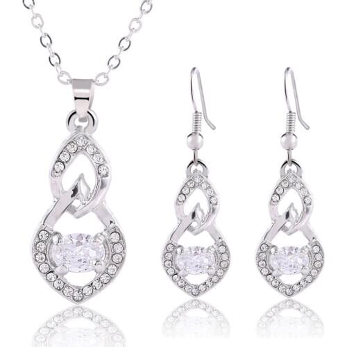 Austrian Crystal jewelry silver plated gourd pendant fashion jewelry sets for women 2018 Valentines day gift