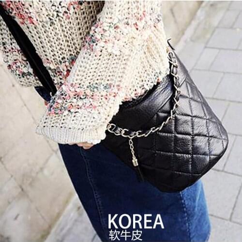 2021 Fashion Mules Genuine Leather Womens ShoulderBag Lux Head-layer Leather Chain Diamond Bucket Ladies Bag Handbags For women