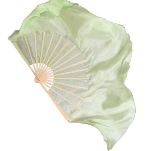 30 Inches Big Chinese Silk Fan Pairs (1L+1R) Customized Light Green Yangko Dance Fan Show Props Wholesale Assorted Size