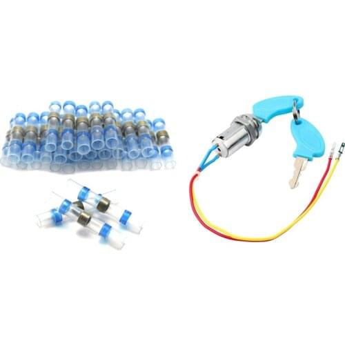 30Pcs Solder Seal Heat Shrink Butt Splice Connectors & 3X Universal Starting Switch Key Lock Wires Ignition Power