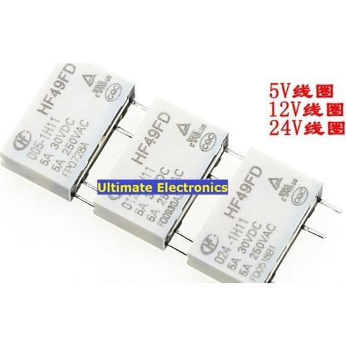 5PCS HF49FD-005-1H11 HF49FD-012-1H11 HF49FD-024-1H11 5V 12V 24V 4 feet normally open 5A relay