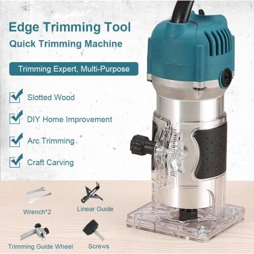 800W Woodworking Electric Trimmer Wood Milling Engraving Slotting Trimming Machine Carving Machine DIY Router Wood Dropshipping
