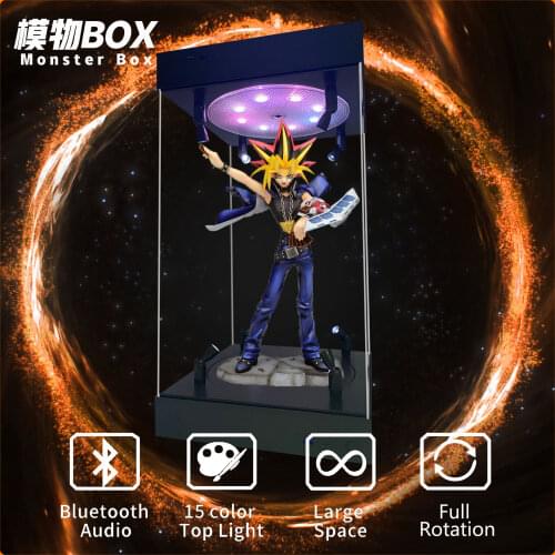Acrylic Display Case 25cm 30cm 35cm 40cm Self-Install Clear Cube Box With Turntable LED Lights Dustproof for Action Figure