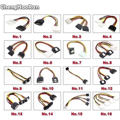 ChengHaoRan 6pin 8pin 4pin 15Pin SATA Male to 4Pin IDE Molex Female 15Pin Dual SATA Female Power Cable Computer Cable 6p to 8pin