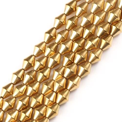 Color retention Sharp bead Gold-plated Natural Stone Hematite Beads Round spacer Beads For Jewelry Making Diy Bracelet Necklace
