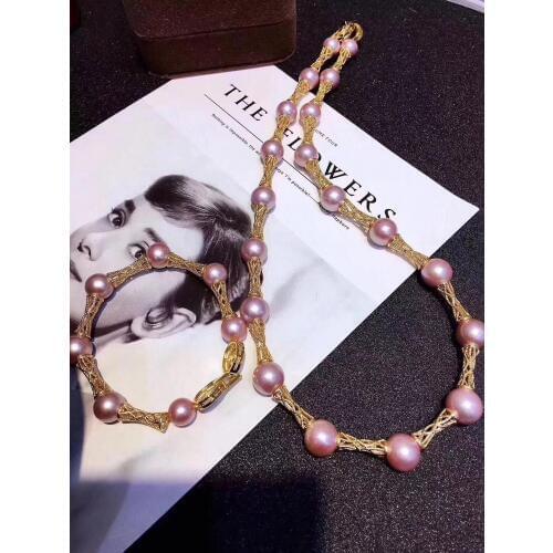 D305 Fine Jewelry 10-13mm Natural Fresh Water Purple Edison Pearl Jewelry Sets Females Jewelry Sets for Women FIne Jewelry Sets