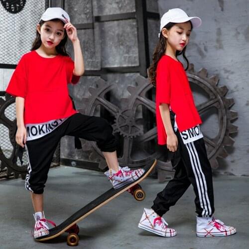 Children Hip Hop Dance Costume Kids Girl Jazz Dance Clothing School Modern Street Dance Wear for Stage Dress Child Hoodies Suit