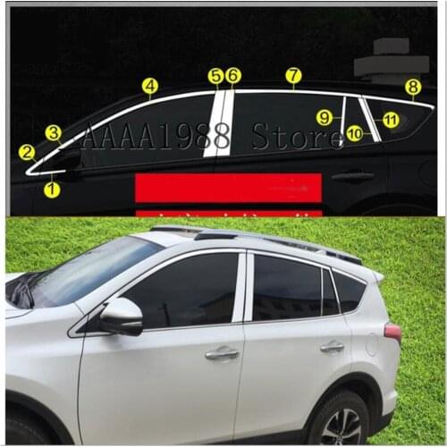For Toyota RAV4 2014 2015 2016 2017 2018 Stainless Steel Car Window Center Pillars Post Covers Trim Chromium Styling
