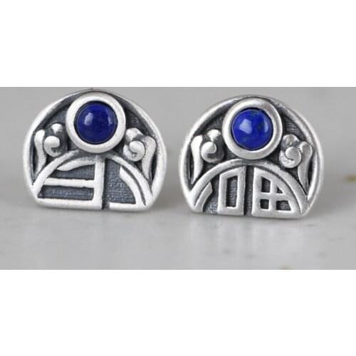 FNJ Animal Elephant Stud Earrings 925 Silver New Fine 100% Pure S925 Sterling Silver Earring for Women Jewelry Red Agate Lapis