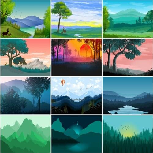 HUACAN Paint By Number Tree Scenery Pictures By Number Lake Mountain Drawing On Canvas HandPainted Art Gift Kit DIY Decoration