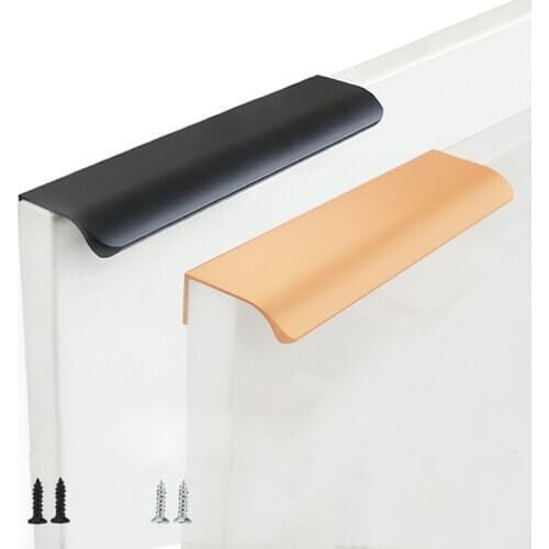 Cabinet Pulls Drawer Knobs Black Silver Orange Gold Hidden Handles Aluminum Alloy Kitchen Cupboard Furniture Hardware