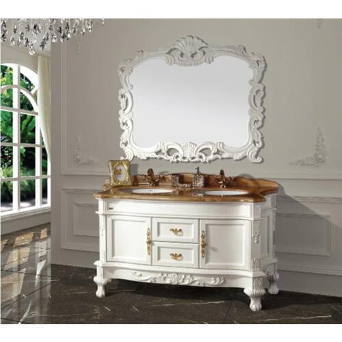 Hot sales new arrival antique bathroom cabinet with mirror and basin counter top classic bathroom vanity