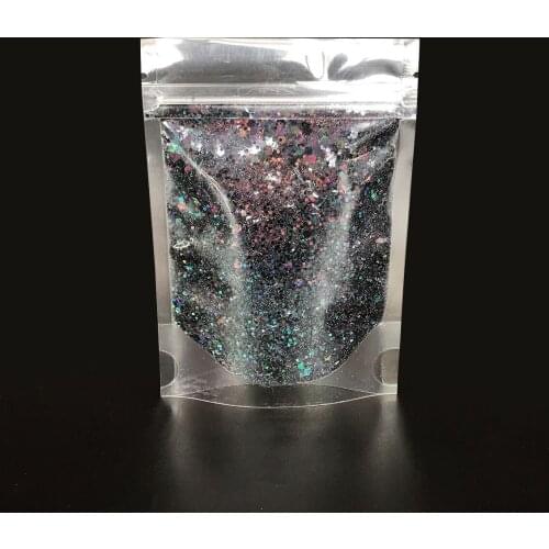 Best selling 2oz bag polyester crafts glitter bulk cosmetic grade Black chunky holographic glitter
