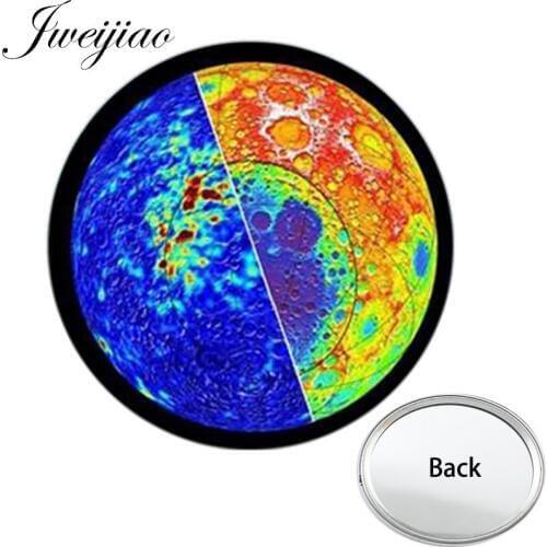 JWEIJIAO LOVE Moon Lunar Eclipse Photo One Side Mini Pocket Mirror Full Moon Portable Makeup Vanity Hand Travel Purse Mirror