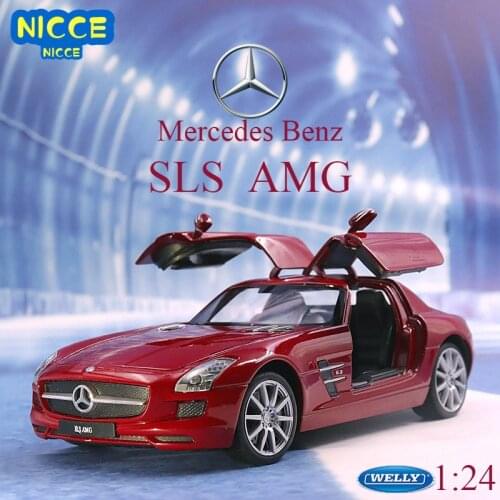 Welly 1:24 High Simulation Benz SLS AMG Sports Car Matte Diecast Metal Alloy Classical Model Car Toys For Boys Gifts Collection