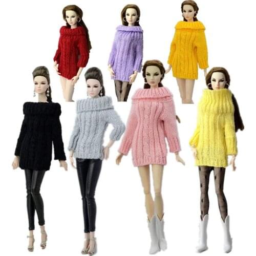 Fashion Top 11.5" Dolls Outfits Knitted Handmade Sweater Winter Dress for Barbie Doll Clothes 1/6 BJD Doll Accessories Girl Toys
