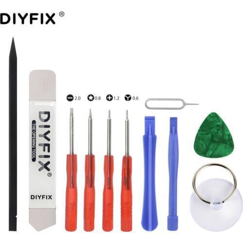 DIYFIX 11 in 1 Hand Tools Set Pry Opening Tool Pick Spudger Mini Screwdriver Set for iPhone 4-X iPad Samsung Phone Repair Tool