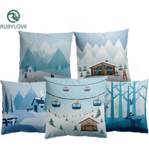 Nordic Style Geometric Cushion Covers Mountain Pillow Cases Polyester Cotton Pillow Covers Bedroom Sofa Decoration
