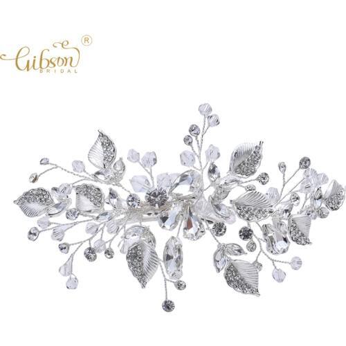 New Bridal Barrette Jewelry Delicate Crystal Hair Clip Women Barrette Headpiece Leaf Side Clips For Wedding