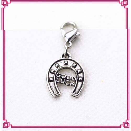 New arrive 20pcs/lot silver good luck dangle charms lobster clasp pendant charms for bracelet accessories jewelry