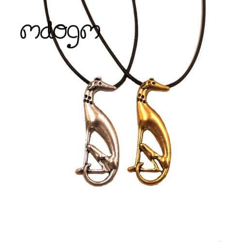 Mdogm Greyhound Necklace Dog Animal Pendant Antique Gold Silver Plated Jewelry For Women Male Female Girls Ladies AKC N136