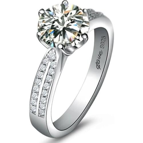 Ruifan 2 Carat Romantic Cubic Zirconia Ring for Women Lady 925 Sterling Silver Rings Wedding Rings Jewelry Accessories YRI060