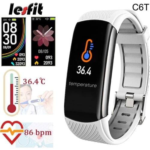 Lesfit Silicone White Women Smart Bracelet For Men Waterproof Android Temperature Wrist Band Bluetooth Wristband Fitness Tracker