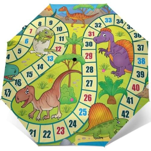 Sunny Umbrella Board Game With Dinosaur Automatic folding portable men women umbrella Sunscreen rain Windproof beach parasol