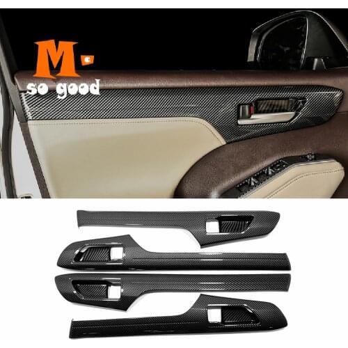 Car inner armrest door handle bowl decor sticker Cover ABS Carbon For Toyota Highlander Kluger 2021 2022 interior Accessories