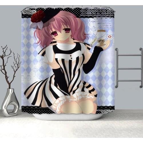 100% Polyester Fabric Custom Inu x Boku SS Anime Girl Shower Curtain Modern Bathroom Curtain Waterproof HD Printing Bath Curtain