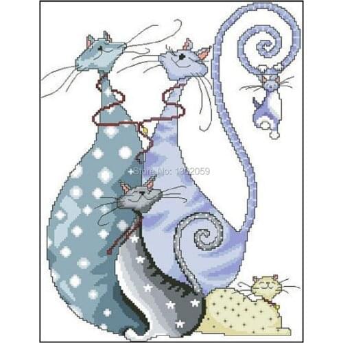 Factory Sale Needlework Embroidery Cross Stitch Kit Cat Home Animal