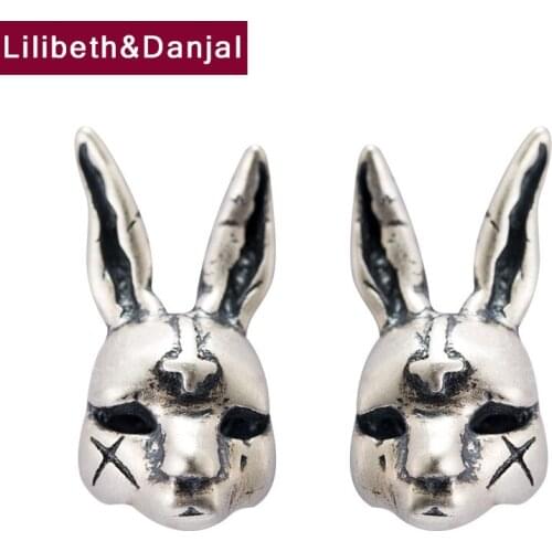 Rabbit Cross Stud Earring Pure 925 Sterling Silver Vintage LOVE Gift Jewelry Women Men 2021 New Arrival Boucle Oreille Femme E12